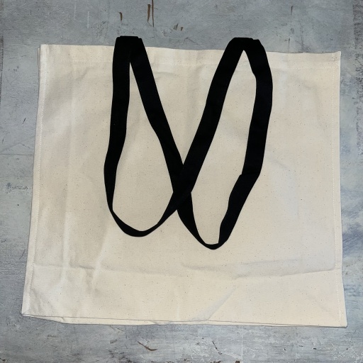 Natural Canvas 12oz Tote Bag with Long Black Handles and Gusset (380x400x100mm)